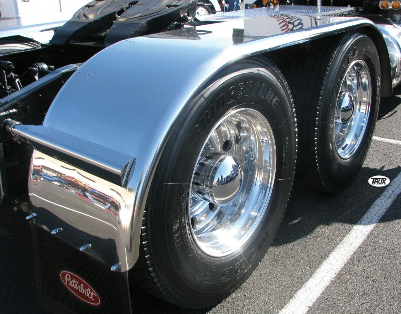 60" Semi Truck Half Fenders Stainless Steel Smooth With Rolled Edge