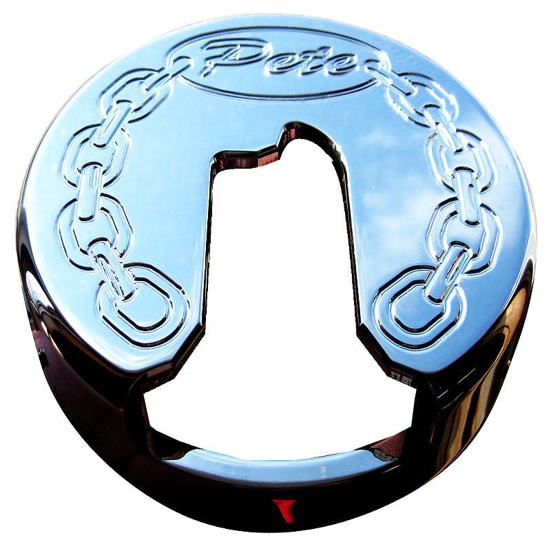 Lifetime Chrome Chain Billet Peterbilt Fuel Cap Cover Raney's Truck Parts