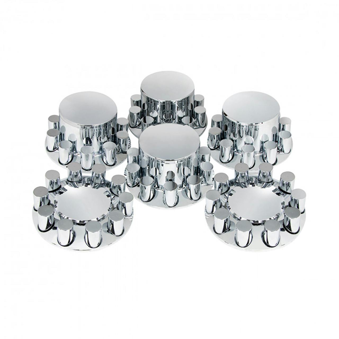 Complete Chrome Dome Axle Cover Kit With 33mm ThreadOn Cylinder Nut Cover Raney's Truck Parts