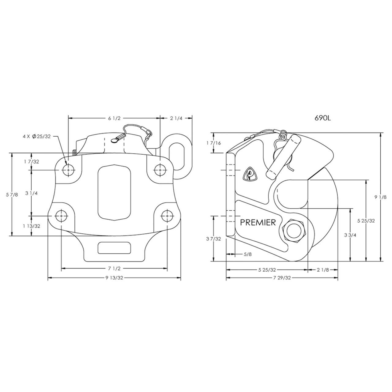 690L Premalloy Drop Pintle Hitch Coupling By Premier Manufacturing Raney's Truck Parts
