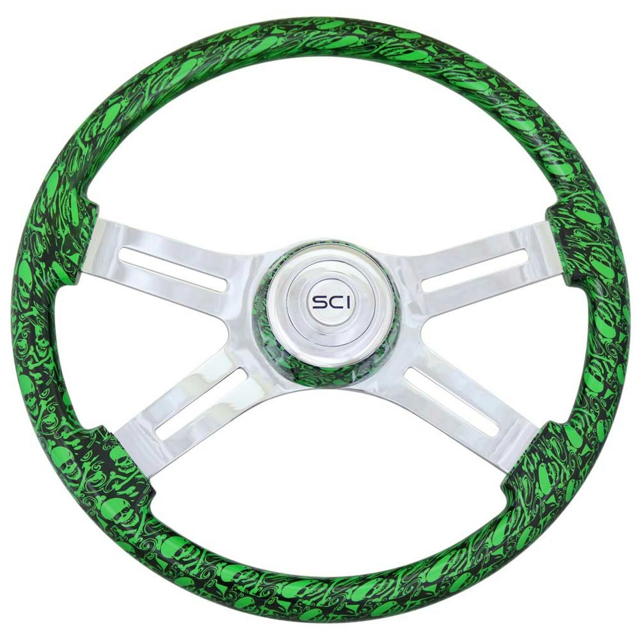 18" Skull Print SCI Steering Wheel
