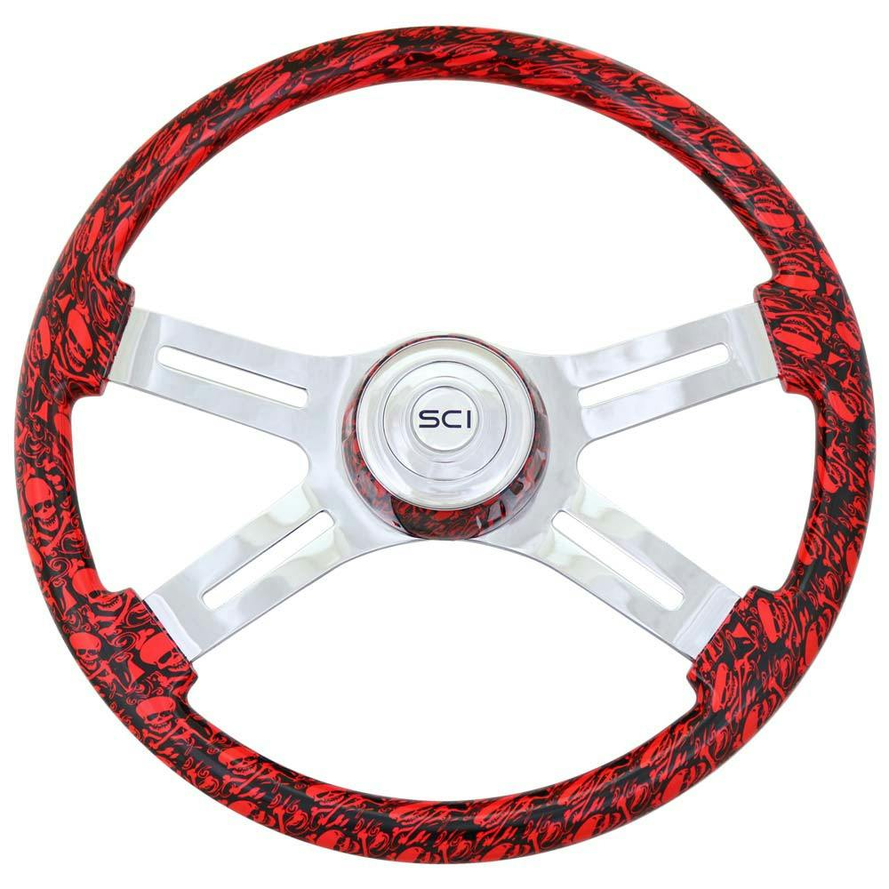 18" Skull Print SCI Steering Wheel