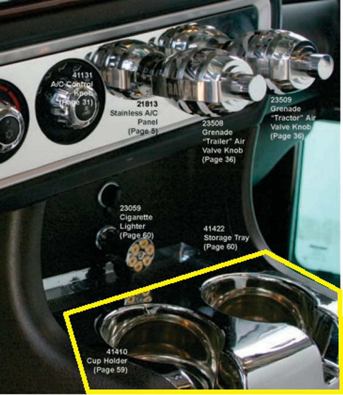 Kenworth 2006+ Deluxe Chrome Cup Holder Raney's Truck Parts