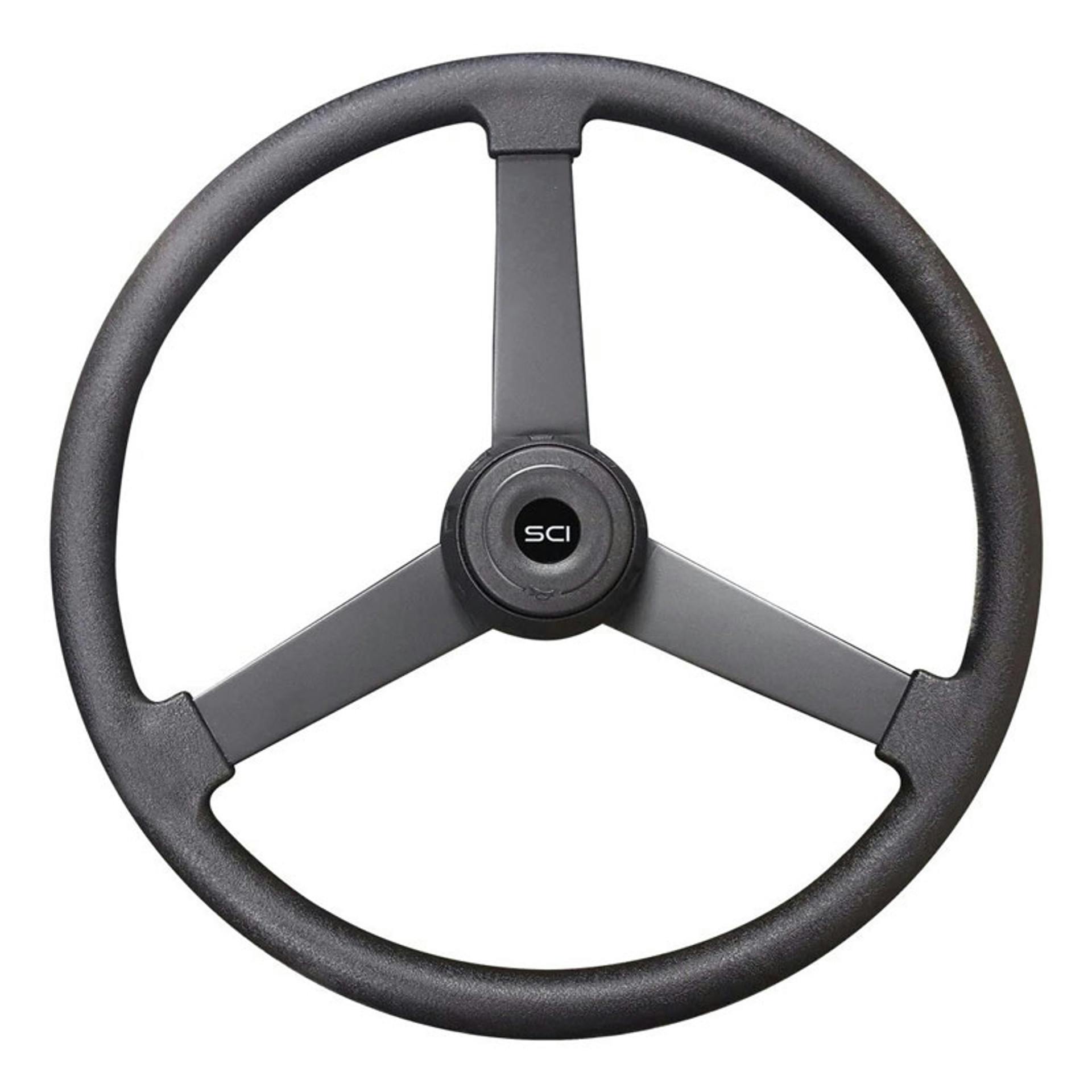 20" 3Spoke Retro Leather SCI Steering Wheel (Black) Raney's Truck Parts