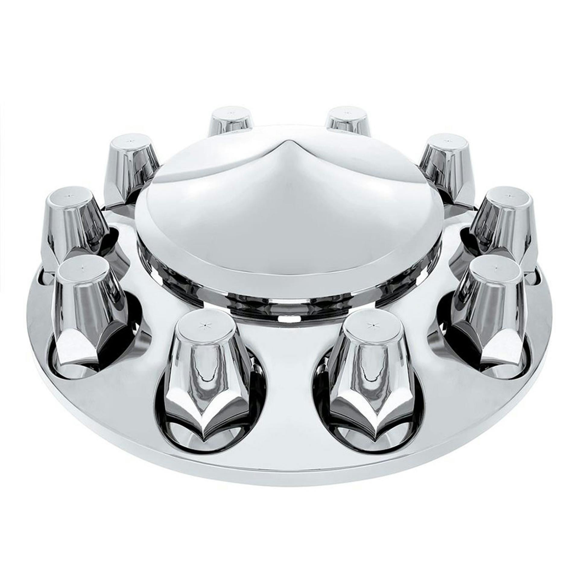 Complete Chrome Pointed Axle Cover Kit with 33mm ThreadOn Lug Nut