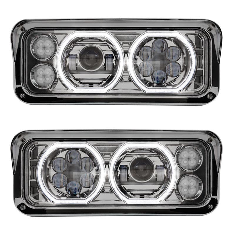 Kenworth T680 Chrome Projector Headlight Assembly With Position LED Raney's Truck Parts