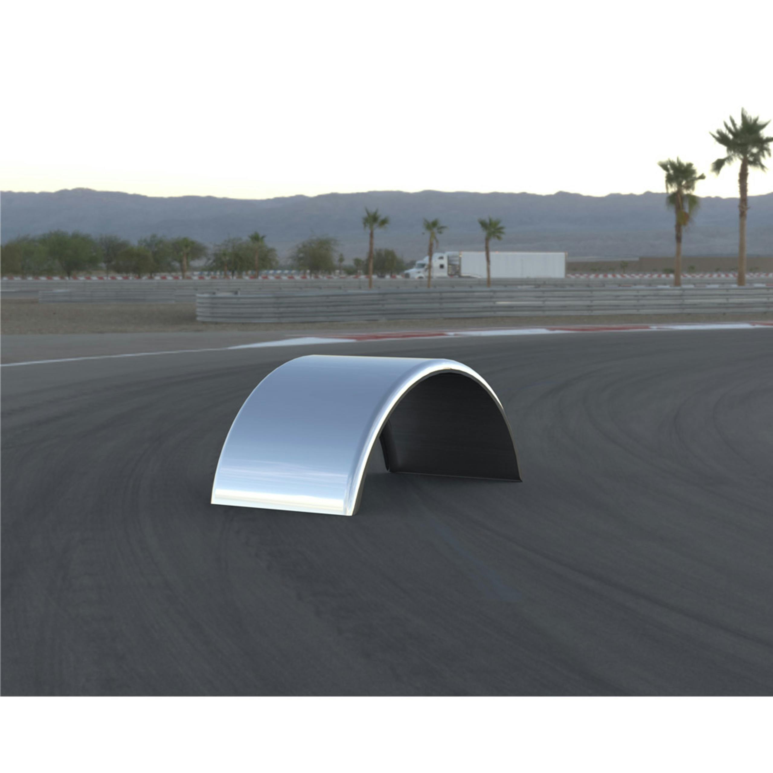 60" Semi Truck Half Fenders Stainless Steel Smooth With Rolled Edge