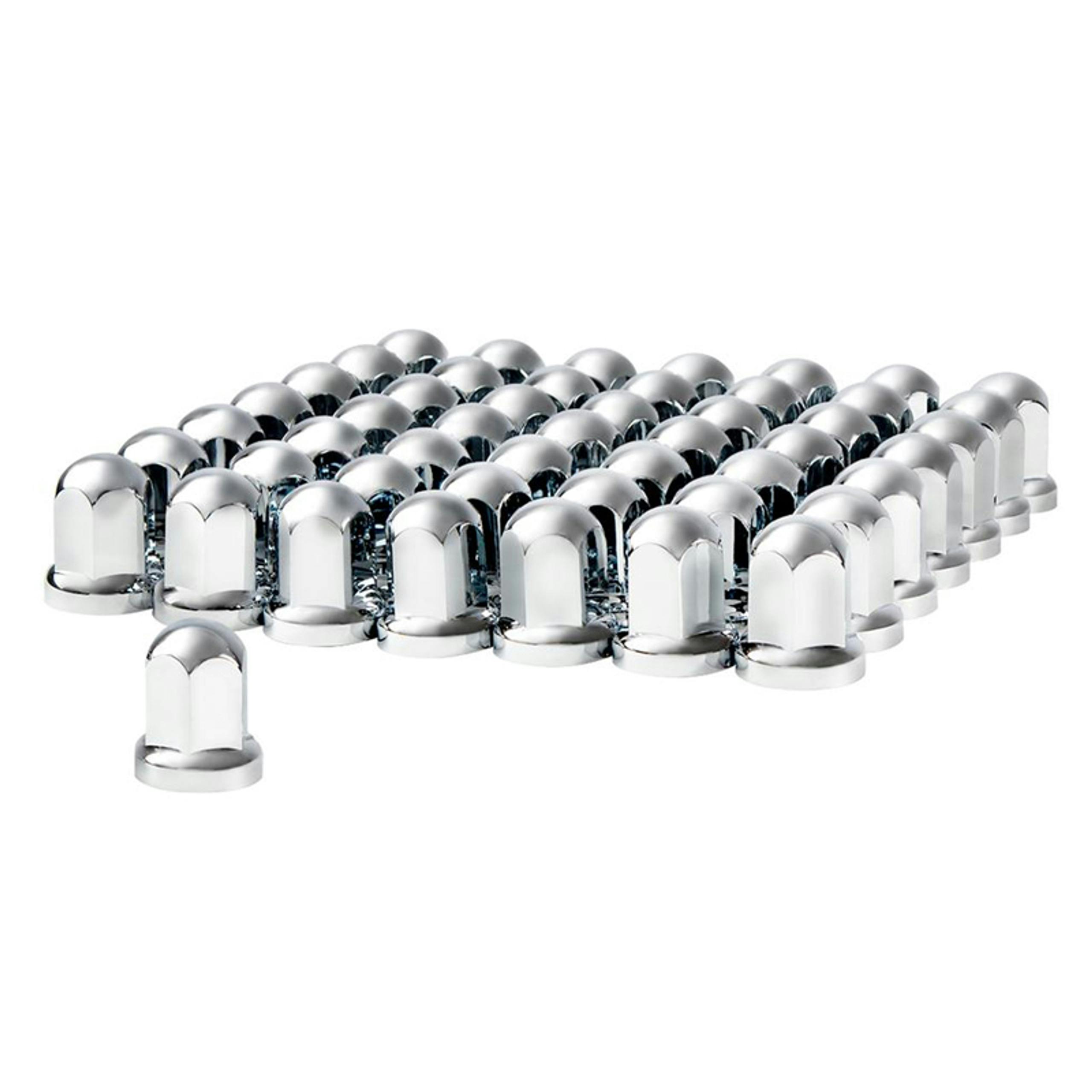60 Pack of Chrome 33mm Push On Tall Classic Nut Covers Raney's Truck Parts