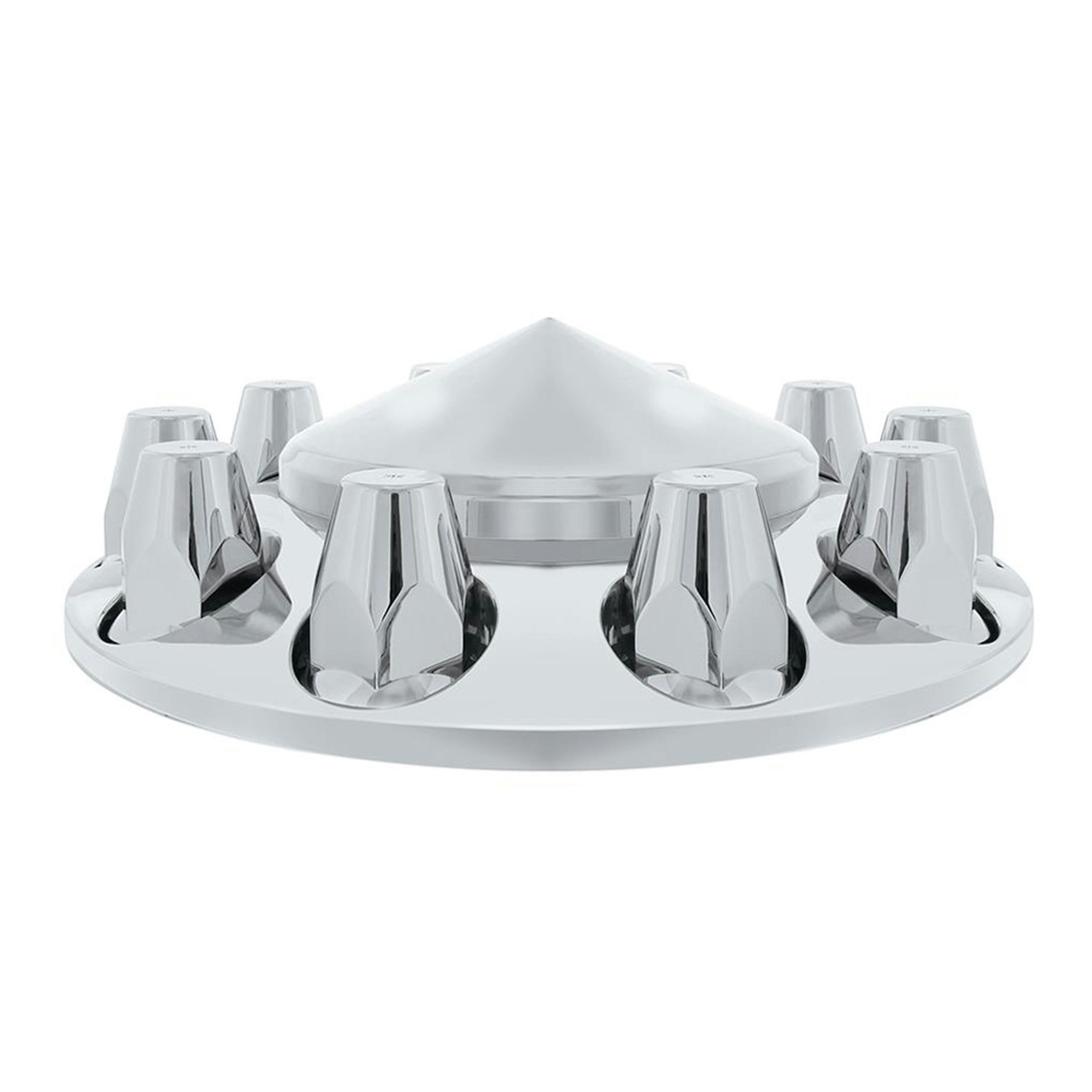 Complete Chrome Pointed Axle Cover Kit with 33mm ThreadOn Lug Nut Covers Raney's Truck Parts