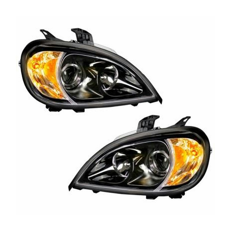 Pair NHFK Halogen Headlights For 2004-2017 Freightliner Columbia - Chrome With Bulbs