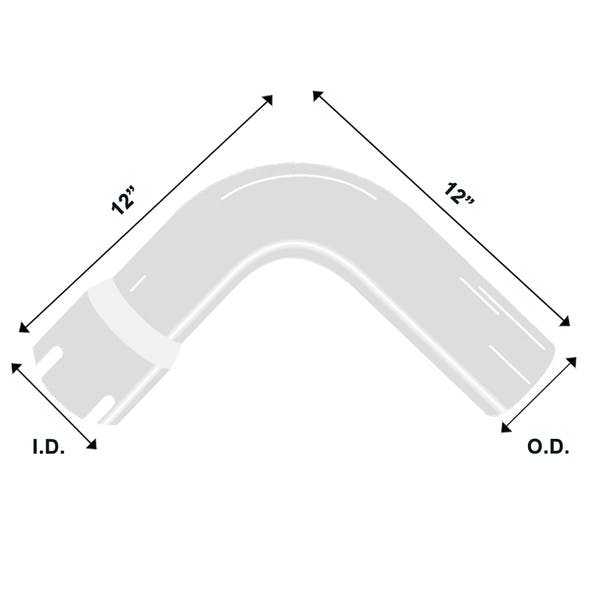 Chrome Exhaust Elbow Universal 90 Degree 5" Diameter 12" Legs Diagram