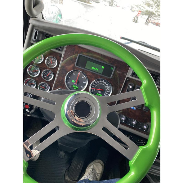 Hulk Green 18" Steering Wheel With Chrome Bezel On Truck