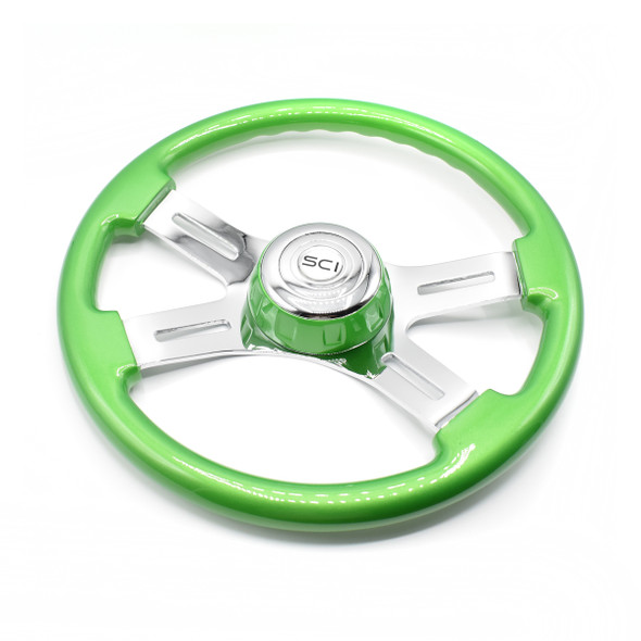 Hulk Green 18" Steering Wheel With Chrome Bezel