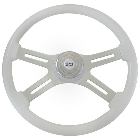 Classic White 18" Steering Wheel With White Bezel