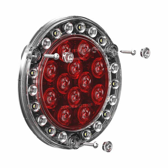Hybrid Series LED Round Red Stop Tail Rear Turn & Back-Up Light - Side