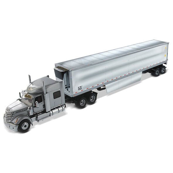 International LoneStar Day Cab With 53" Chrome Plated Trailer 1/50 Scale