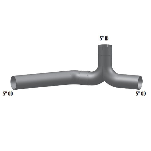 Peterbilt 359 Aluminized Elbow Y Pipe 14-04055 - Dimensions