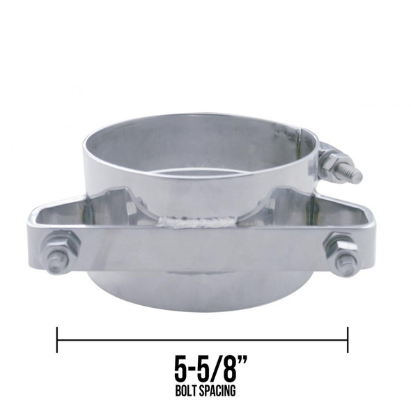 Freightliner Wide Band Clamp Stainless Steel - Bolt Spacing