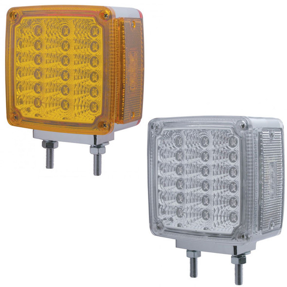 39 LED Square Double Face Turn Signal With Side LED Double Stud Amber Lens And Clear Lens