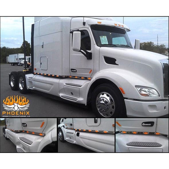 Peterbilt 579 Stainless Steel Cab Panels On White Truck Collage