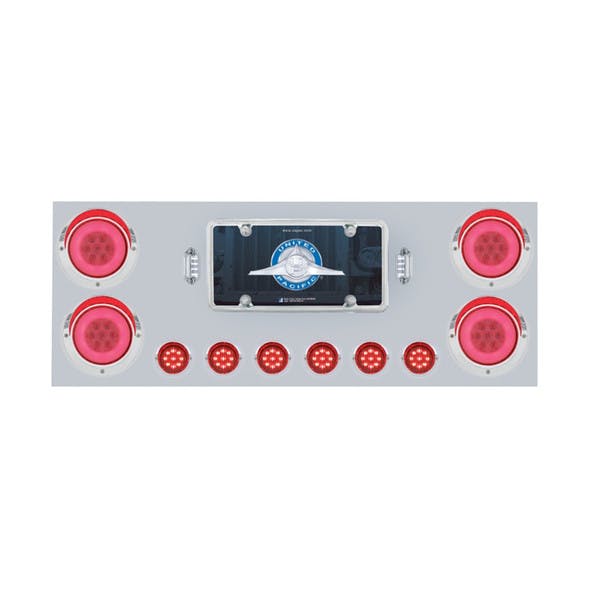 Stainless Rear Center Panel With GLO Halo LED Lights Red LEDs/Clear Lens On