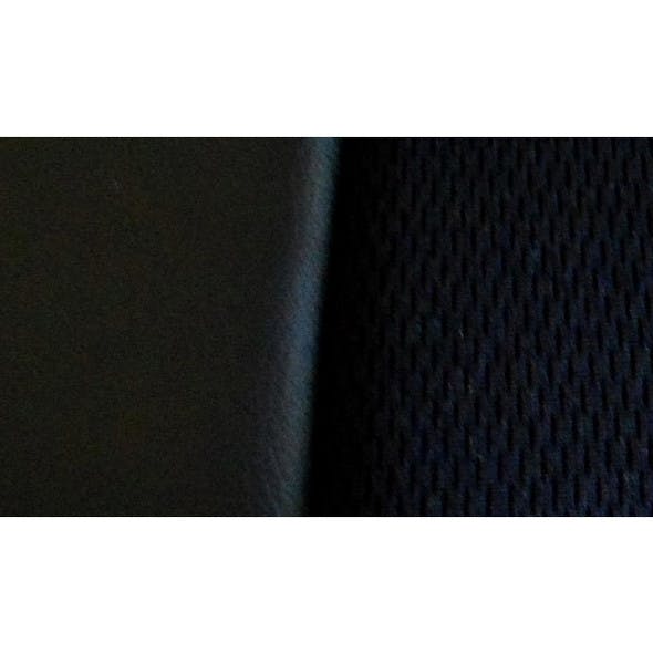 Black Vinyl Seat Cover With Fabric & Pocket Close Up