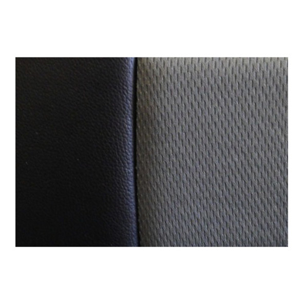 Black Vinyl Seat Cover With Dark Gray Fabric Close Up