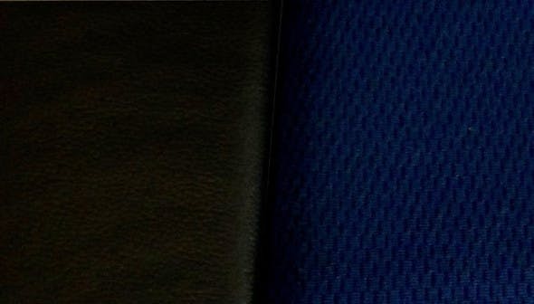 Black Vinyl Seat Cover With Dark Blue Fabric & Pocket