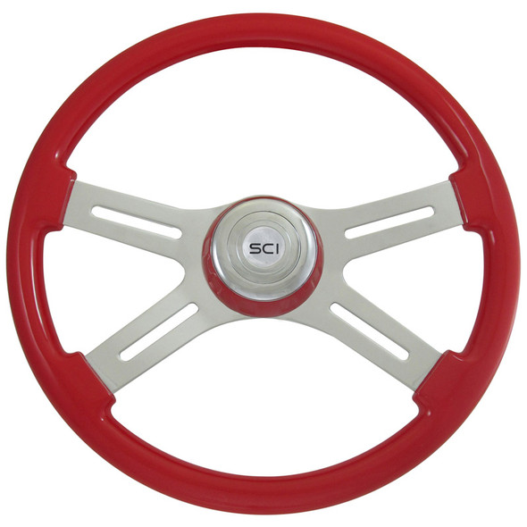 18" Classic Viper Red Steering Wheel With Viper Red Bezel