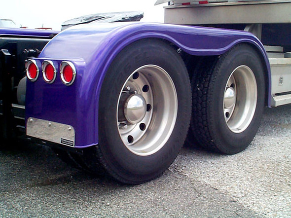 Semi Truck Fiberglass Full Fender Set With High Light Holes & Brackets Painted Purple