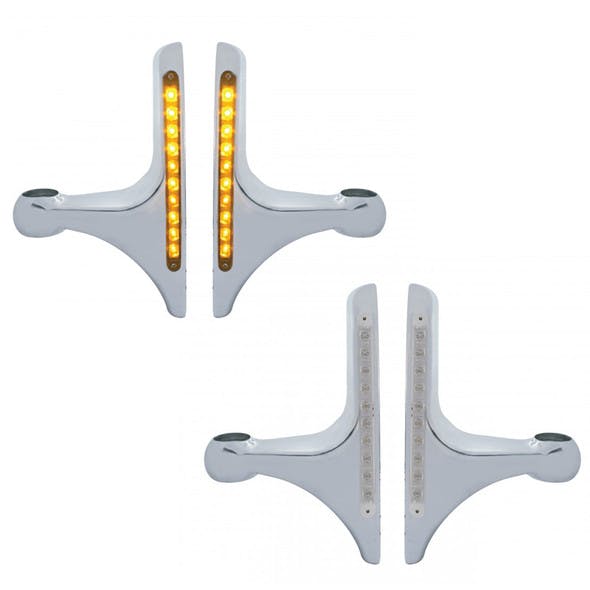 Peterbilt Double J Style Headlight Brackets With Amber LED