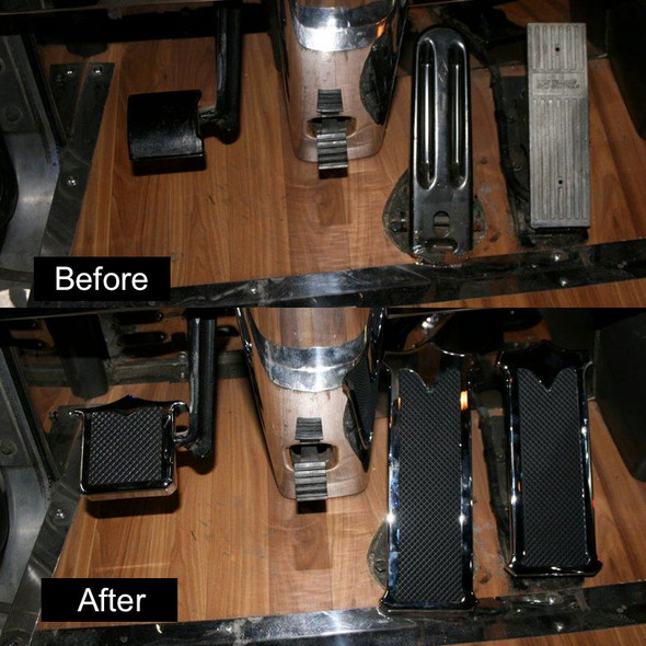 Kenworth Chrome Plated Billet Aluminum Foot Pedal Set Before & After