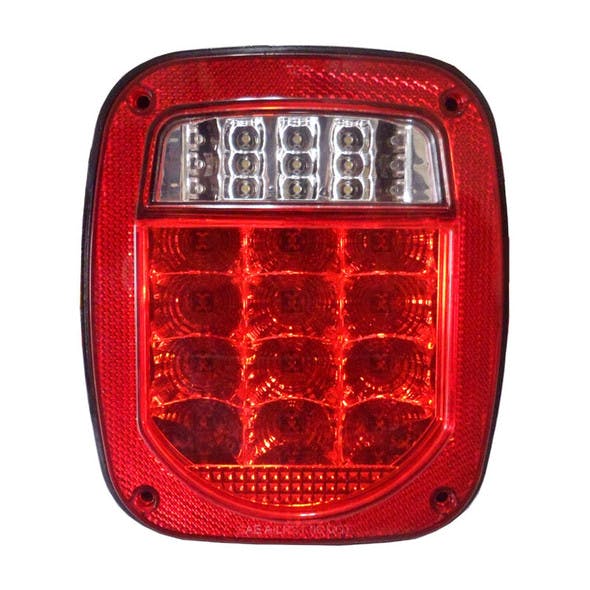 Universal Combination Square LED Tail Light - Red Lens