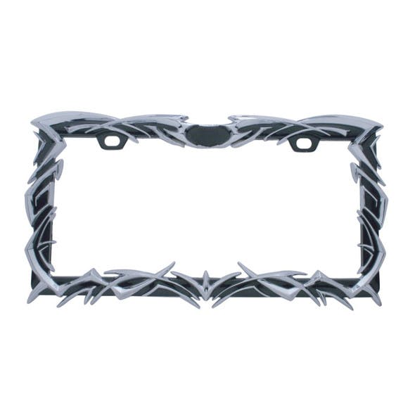 Universal Tribal Flame License Plate Frame Chrome Accents