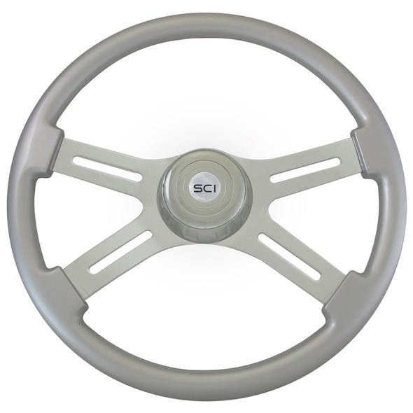 Classic Silver 18" Steering Wheel With Chrome Bezel