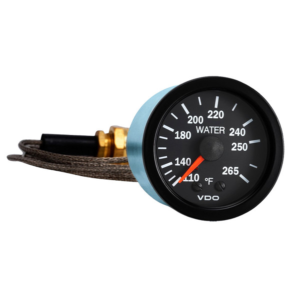 Semi Truck Mechanical Water Temperature Gauge With Capillary Vision Black