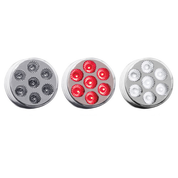 2" Round Dual Revolution Red Marker & White Back-Up LED Light