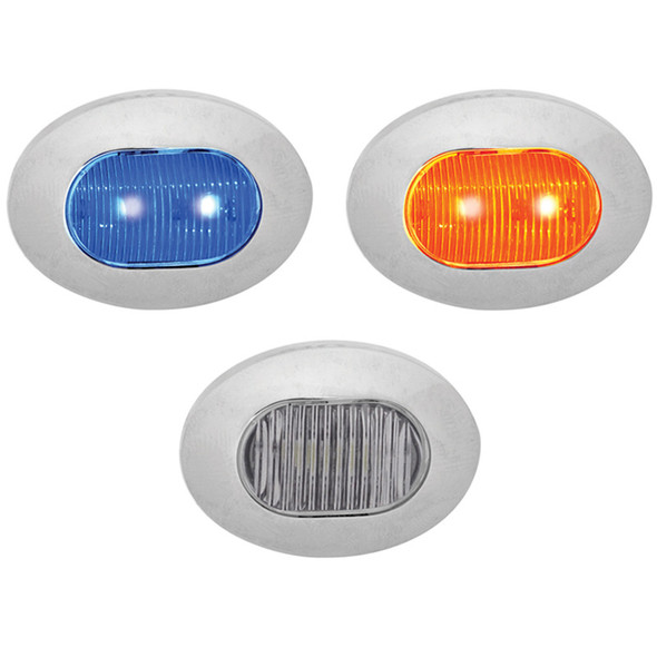 Mini Oval Button Dual Revolution Amber And Blue LED Marker Light