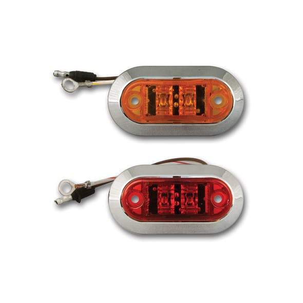 2 Challenger Oval LED Lights with Chrome Bezels with Amber and Red Lenses.