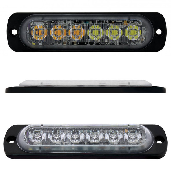 6 High Power LED Dual Color Warning Light Angled View