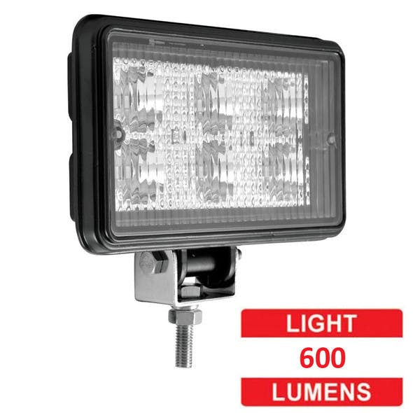 Rectangular 6 Diode LED Work Lamp With Spot Or Flood Beam - Lumens