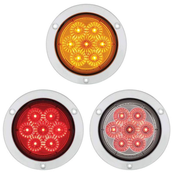 7 LED 4" STT & PTC Deep Dish Light Red Amber Clear Lens