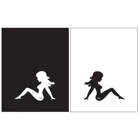 Mudflap Girl Logo Mud Flaps 24" x 30" (Black & White)