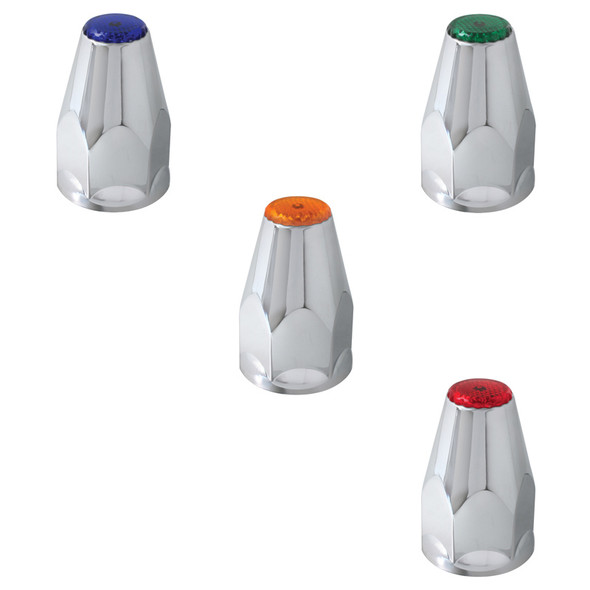 33mm Chrome Screw-On Lug Nut Cover With Color Reflector