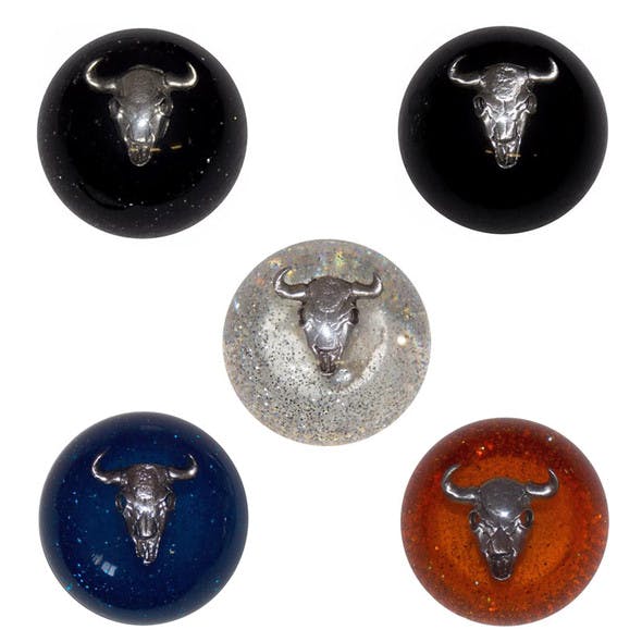 Cow Skull Shift Knob Black, Clear Glitter, Black Glitter, Red Glitter & Blue Glitter
