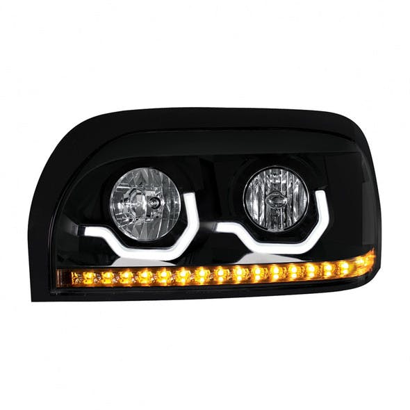 Freightliner Century Blackout Projection Headlight With LED Light Bar And Turn Signal  - Driver Side