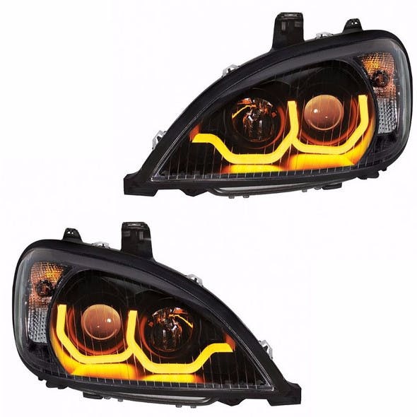 Freightliner Columbia Blackout Projection Headlight w/ Dual Function LED Bar - Both Sides
