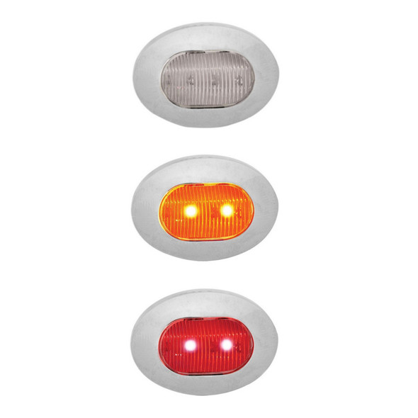  Mini Oval Button Dual Revolution Amber & Red LED Marker Light Diagram