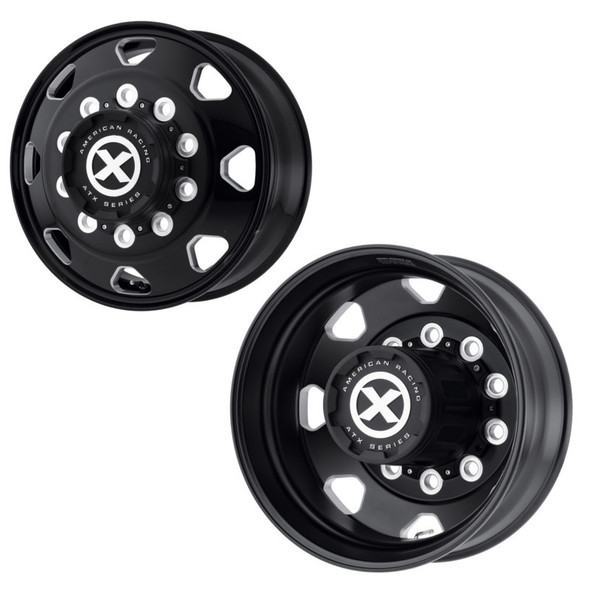 24.5" x 8.25" American Racing Black Octane Wheels