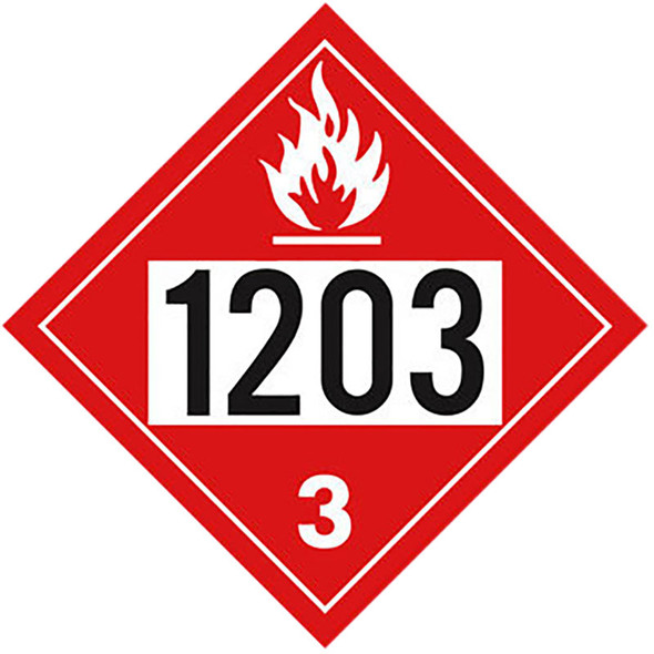 Flammable 1203 Class 3 Placard Sign